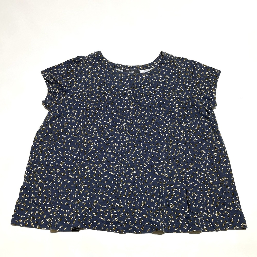 Ellos Floral Top Short Cap Sleeve Women's Large 18/20 - Picture 1 of 10